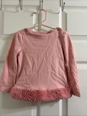 Janie and Jack Girls' Pink Long-Sleeve Top with Faux Fur Trim